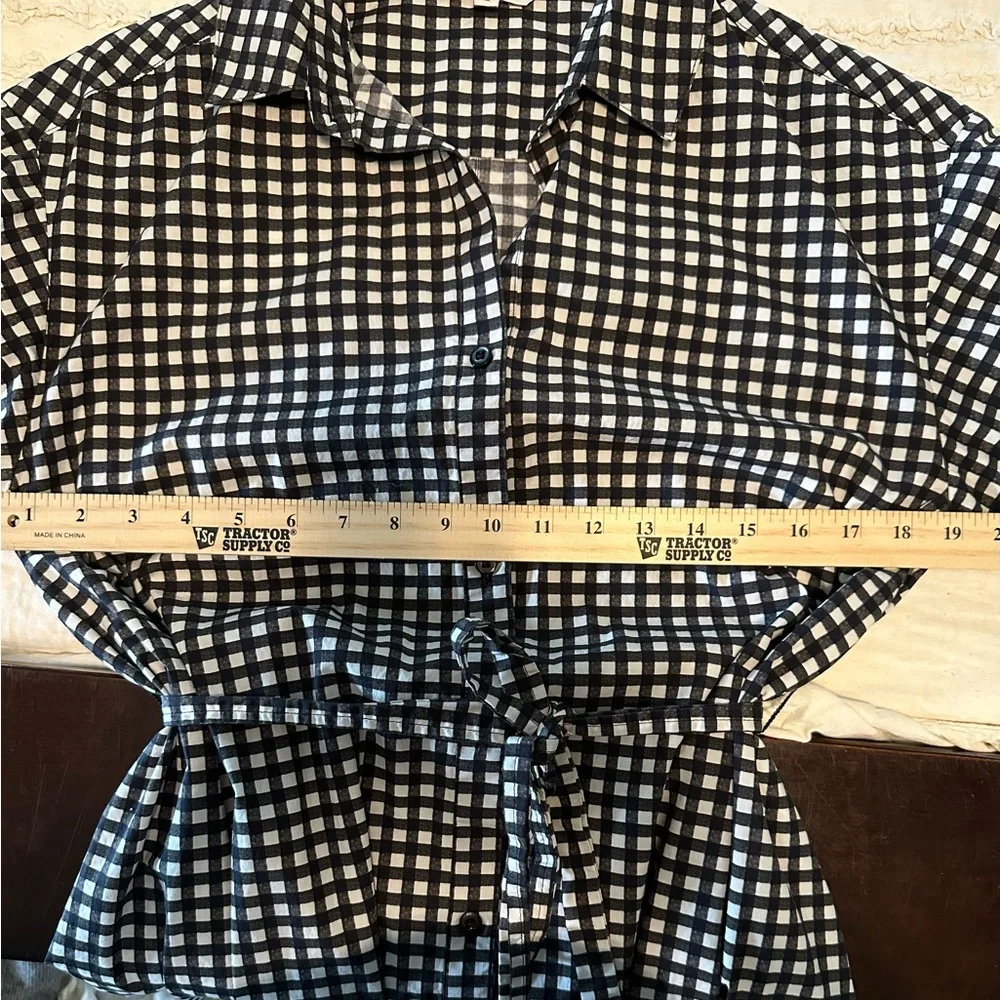 Tucker Black and White Gingham Midi Dress w/ Dolman Sleeves Medium - Picture 5 of 12